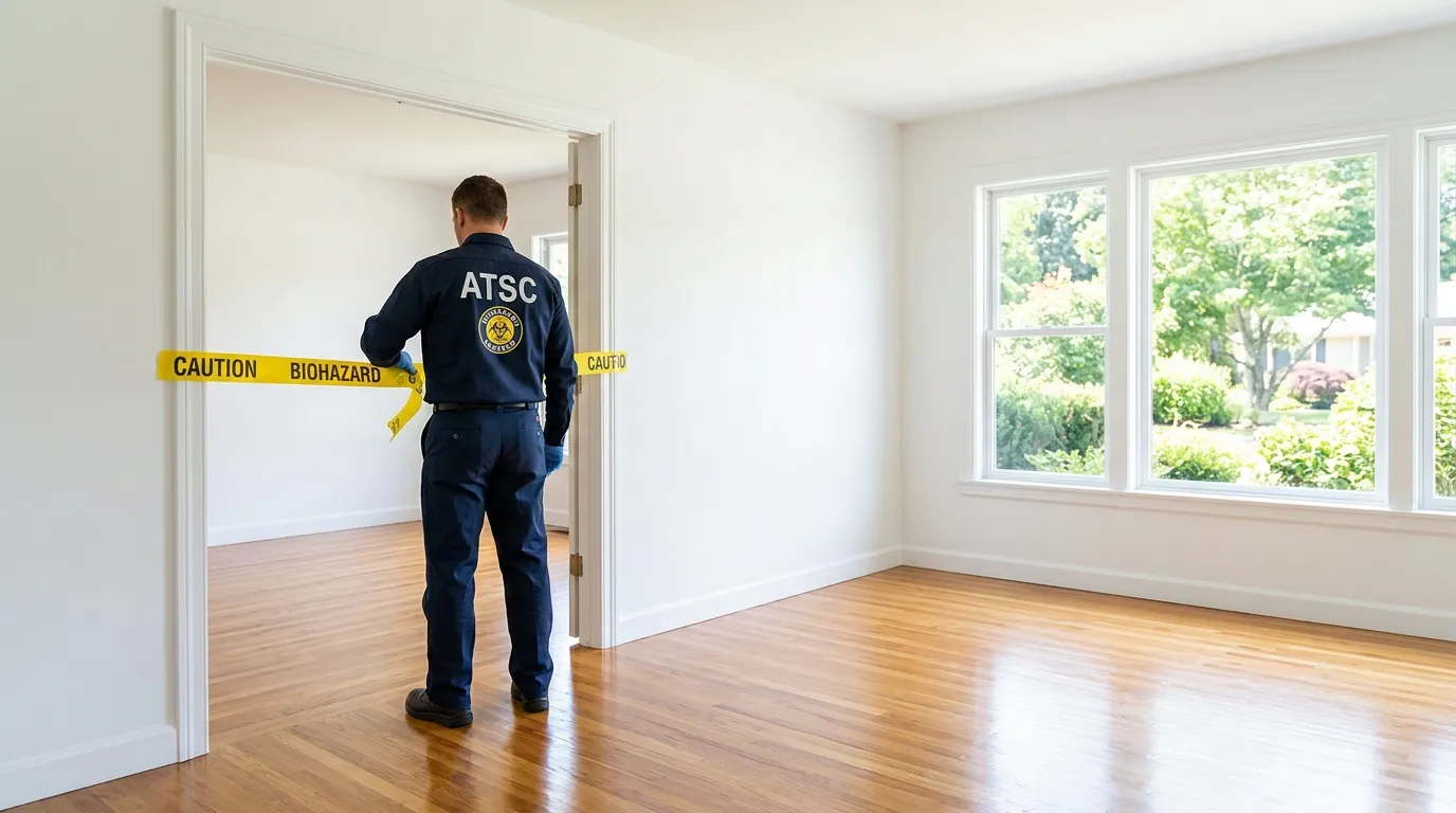 Certified biohazard cleanup crew performing Decomposition Cleanup in Woods Cross